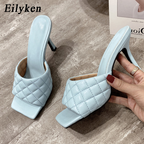 Eilyken Summer Women Mules Design slippers Sandals Square sole slides High heel 9CM Women shoes Summer Woman size 41 42 ► Photo 1/5