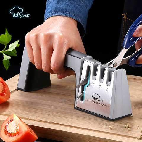 Knife Sharpener 4 in 1 Diamond Coated&Fine Rod Knife Shears and Scissors Sharpening stone System Stainless Steel Blades ► Photo 1/6