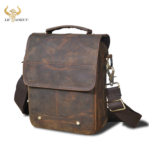 Crazy Horse Leather Male Casual Designer Shoulder messenger bag fashion Travel 8