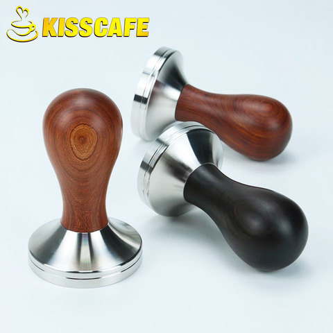 304 Stainless Steel Base Coffee Powder Hammer Solid Wood Handle Tamper 49/51/53/58mm Barista Espresso Customized Accessory Tools ► Photo 1/6