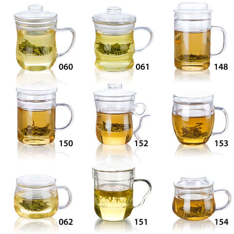 1 pc A variety of shapes Heat-Resisting Glass Tea Pot Water Cups with infuser ► Photo 1/6