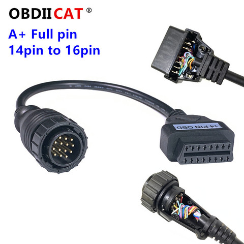 High Quality Full Pin Me-r cedes BE-NZ Sprinter 14 Pin To 16 Pin obd OBD2 Diagnostic Cable Adapter Connector ► Photo 1/5