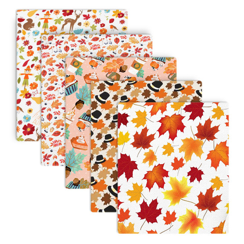 Autumn Maple Leaf Scarecrow Polyester Cotton Fabric For Tissue Sewing Quilting Fat Quarters Child DIY Patchwork,1Yc13563 ► Photo 1/4
