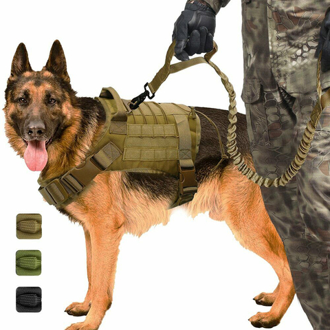 Adjustable Tactical Service Dog Vest Training Hunting Molle Nylon Water-resistan Military Patrol Dog Harness with Handle Hunting ► Photo 1/6