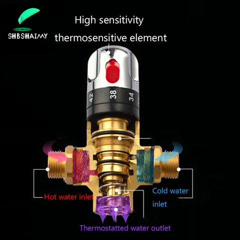 SHBSHAIMY Brass Thermostatic Mixing Valve Constant Water Temperature Shower Faucet Valve Thermostat Bathroom Kitchen Tap Valve ► Photo 1/6