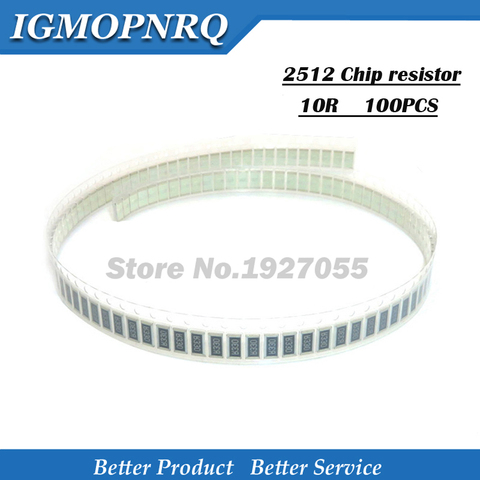 50PCS Chip resistor 2512  5% 10 ohm 1W 10R 100 SMD Resistor 10R 5% 1w 2512 NEW ► Photo 1/1