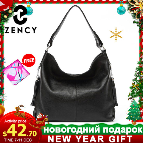 2022 New Fashion Soft Real Genuine Leather Tassel Women's Handbag Elegant Ladies Hobo Crossbody Shoulder Bags Bucket Shopper ► Photo 1/6