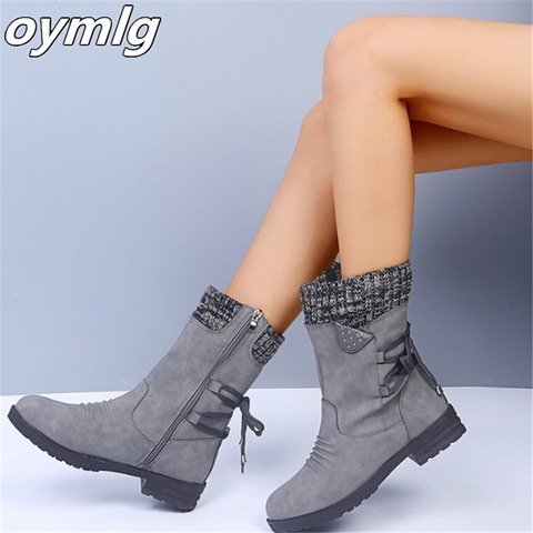 2022 Winter Women Mid-Calf Boots Fashion Suede Snow Boots Retro Zipper Warm Boots for Women Shoes Low-heeled Boots Botas Mujer ► Photo 1/6