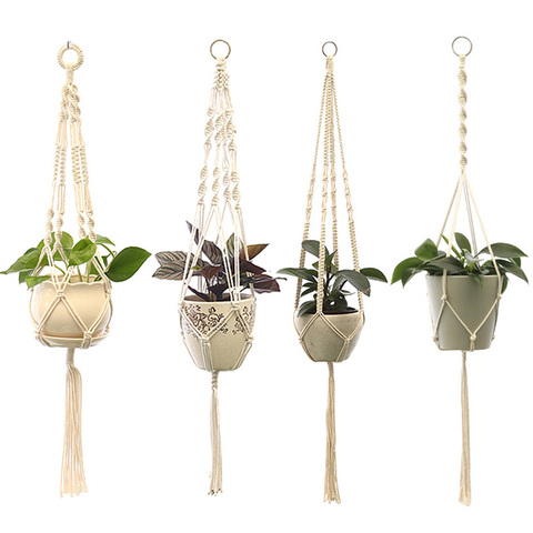 Handmade Macrame Flowerpot Net Vintage Hanging Basket Plant Hangers Cotton Flowerpot Hanging Pot Rope Garden Balcony Decor ► Photo 1/6