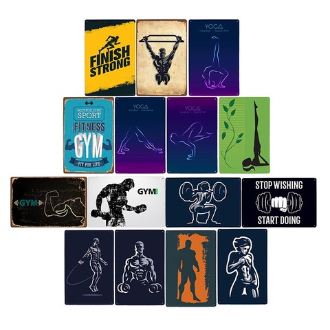 Gym Metal Sign Vintage Fitness Poster Retro Work Out Plate Man Cave Pub Bar Wall Decorative Plaque Home Decor 20x30cm ► Photo 1/6