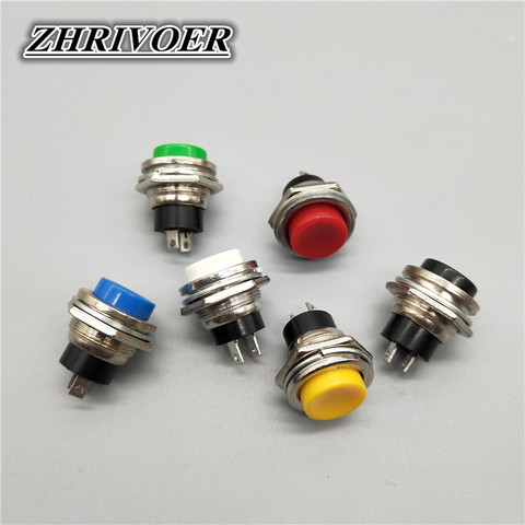 6Pcs 16mm DS-212 Momentary Push Button Switch 2Pin 6A/125V ► Photo 1/6