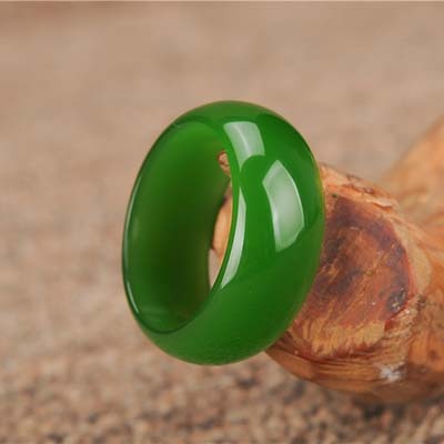 Natural Green Hetian Jade Ring Chinese Jadeite Amulet Fashion Charm Jewelry Hand Carved Crafts Gifts for Women Men ► Photo 1/4