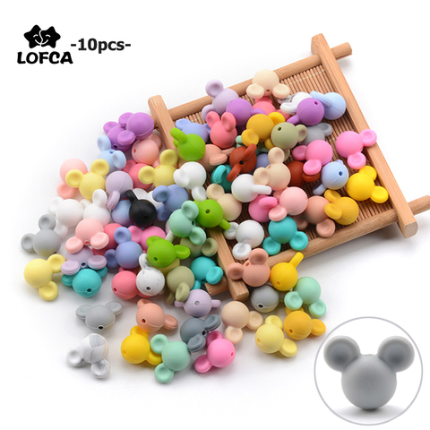 LOFCA 10pcs/lot Mouse Silicone Beads Baby Teether Toy Soft Chew Teething BPA Free DIY Charm Necklace Food Grade Jewelry ► Photo 1/6