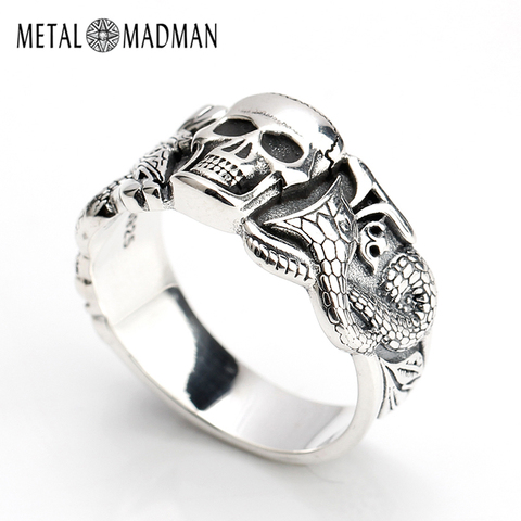 Skull Men Ring 925 Sterling Silver Skeleton Devil Snake Crown Street Punk Style Silver 925 Ring for Male Fine Jewelry Gift ► Photo 1/6