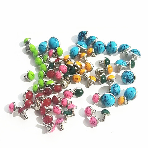 50Pcs National style Colored Turquoise Rivets DIY Metal Rivets Punk for Shoes Bags Jeans Clothes Crafts Supplies Belt screw ► Photo 1/6