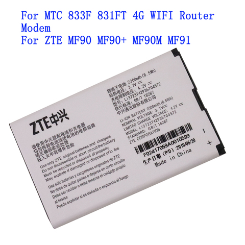 High Quality Li3723T42P3h704572 Battery 2300mAhFor MTC 833F 831FT 4G WIFI Router Modem For ZTE MF90 MF90+ MF90M MF91 Batteries ► Photo 1/4