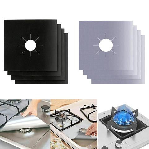 4pcs / Set Square Gas Cooker Protector Cooker Cover Reusable Liner Clean  Mat Pad Cooker Protector Gas Cooker Kitchen Accessories - AliExpress