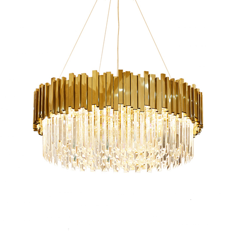 Postmodern Round Gold Silver Stainless Steel Crystal LED Chandelier Lighting Lustre Suspension Luminaire Lampen For Dinning Room ► Photo 1/6