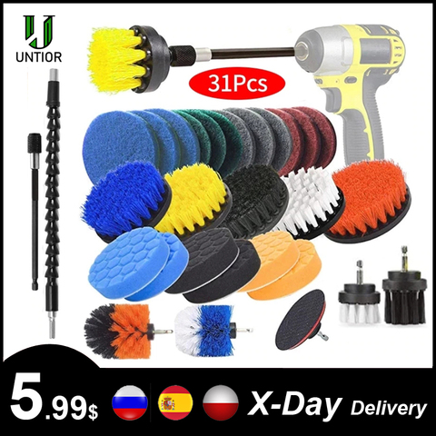 UNTIOR Drill Brush Attachment Set Power Scrubber Brush Bathroom Cleaning Kit with Extender Multipurpose Clean for Kitchen Grout ► Photo 1/6