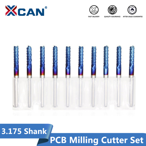 10pcs 3.175 Shank 0.5-3.175mm Nano Blue Coated CNC End Mills Carbide Milling Cutter CNC Router Bit PCB Milling Cutter ► Photo 1/6