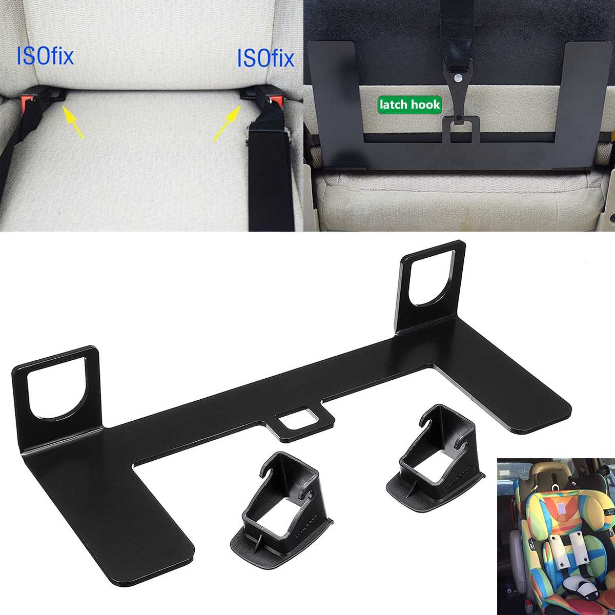 1pc 4mm Universal Steel Latch ISOFIX Connector Car Seat Belt