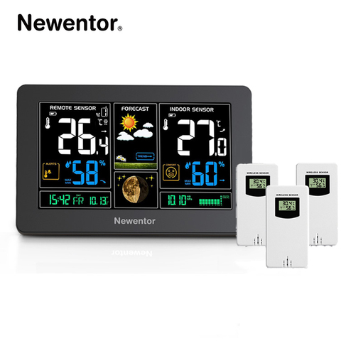 Newentor Large Display Weather Station Wireless Digital Indoor Outdoor Hygrometer Humidity Temperature Forecast Sensor Station ► Photo 1/6