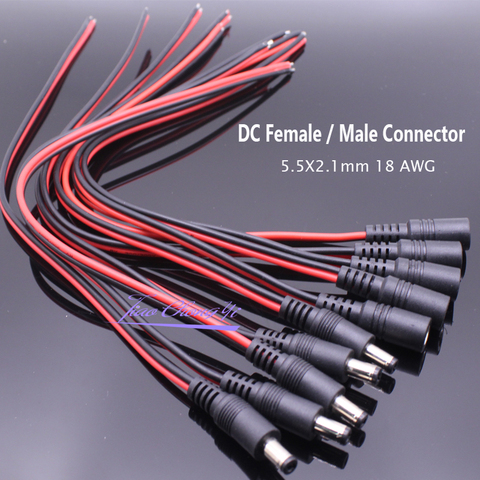 18 AWG 28cm Male Female jack cable adapter plug power supply 5.5 * 2.1mm 12V DC Connectors Set for LED Strip Light CCTV Camera ► Photo 1/6