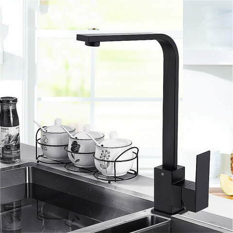 Kitchen Faucet 360 Rotate Black Mixer Faucet for Kitchen Rubber Design Hot and Cold Deck Mounted Crane for Sinks ► Photo 1/5