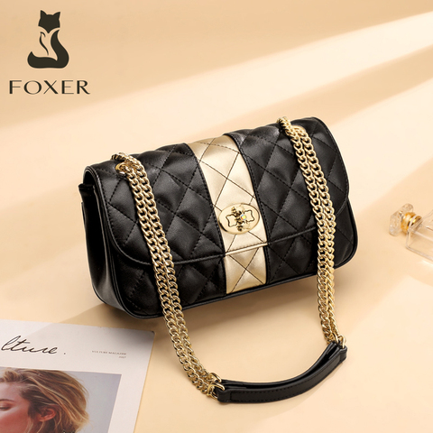 FOXER Original Brand Cow Leather Lady Chic Shoulder Bag Female Fashion Small Crossbody Bag Woman Elegant Flip Messenger Bag ► Photo 1/6