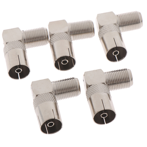 5 Pcs 90 Degree Right Angled TV Aerial Cable Connector RF Coaxial F Female to TV Female Plug To Female Socket ► Photo 1/6