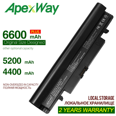 ApexWay 11.1v 4400mAh Laptop Black Battery for Samsung N100 N150 N150P AA-PB2VC3B AA-PB2VC6B AA-PL2VC6W  N250 N143 N143P N145 ► Photo 1/5