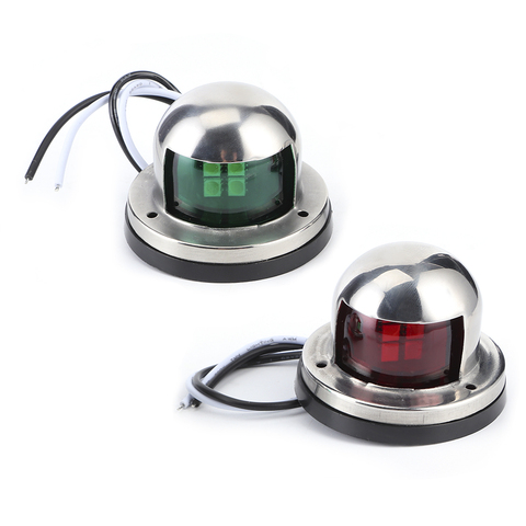 2pcs 12V Red Green LED Navigation Lights Stainless Steel Sailing Lamp for Marine Boat Yacht Boat Accessory ► Photo 1/6