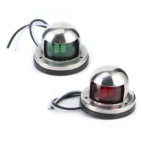2pcs 12V Red Green LED Navigation Lights Stainless Steel Sailing Lamp for Marine Boat Yacht Boat Accessory ► Photo 1/6