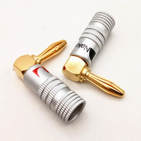 Wholesale For Nakamichi Banana Plug Right Angle 90 Degree 4mm Gold-Plated Video Speaker Adapter Audio Connector Banana Connector ► Photo 1/5