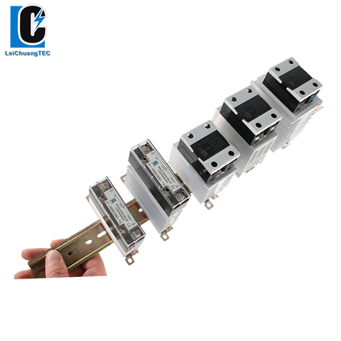 AC To AC 10A 25A 40A 60A 80A 100A 120A SSR with heat sink solid state relay DIN rail mounted Industrial relay ► Photo 1/6