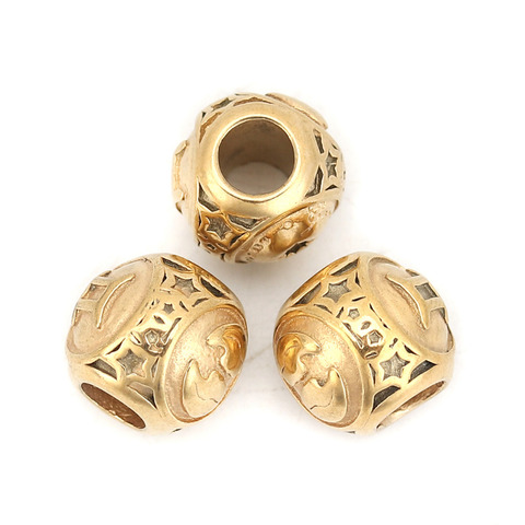 Fashion 304 Stainless Steel Spacer Beads Gold Color Sign Of Constellations Bead Jewelry 10mm( 3/8