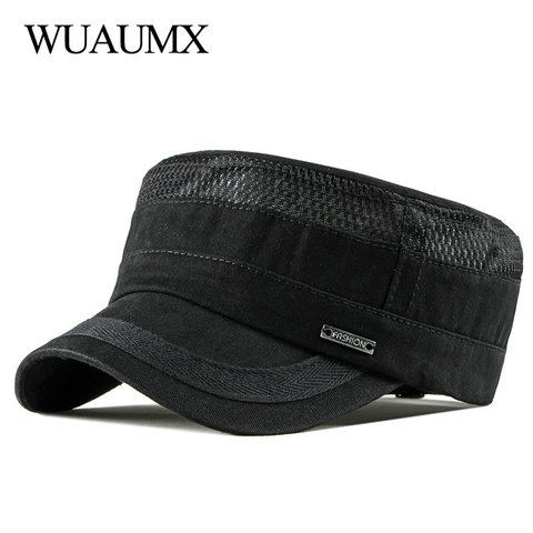 Wuaumx Casual Military Hats Spring Summer Flat Top Baseball Caps Men Women Outdoor Army Cap Mesh Breathable Casquette Militaire ► Photo 1/6