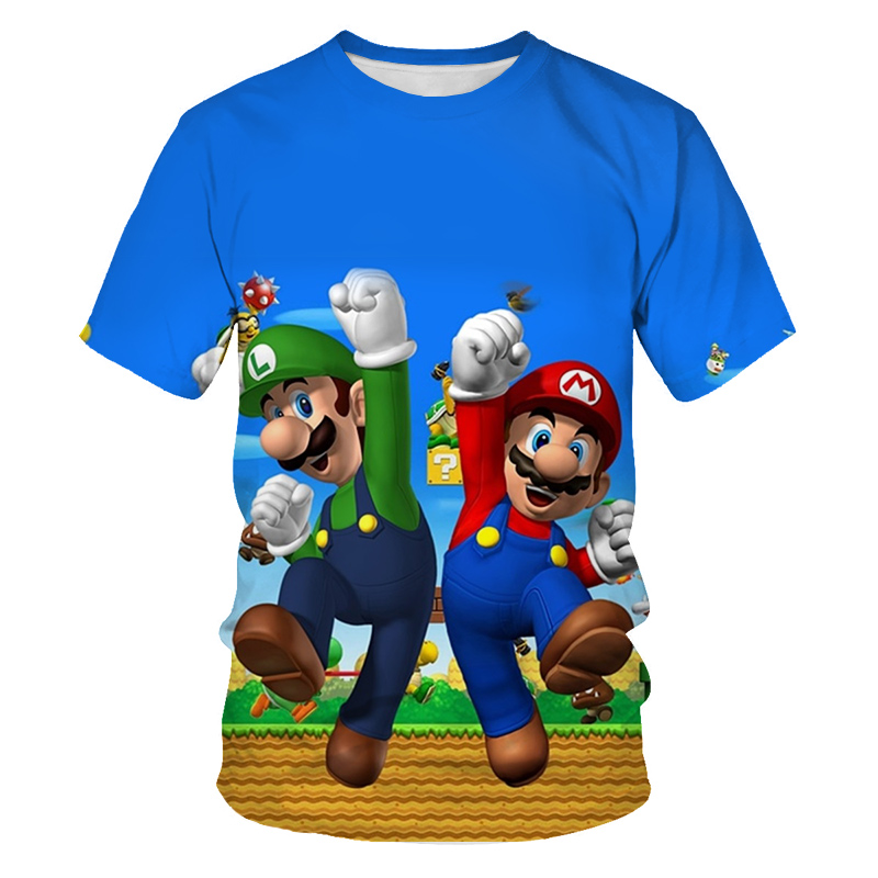 Boys Super Mario Cartoon Kids T-shirt Luigi Yoshi 