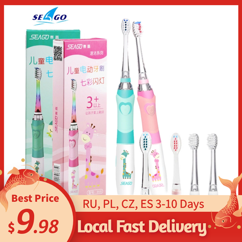 SEAGO Children Electric Sonic Toothbrush for 3-12 Ages LED Kids Toothbrush Smart Timer With Soft Bristle Replacement Brush Heads ► Photo 1/6