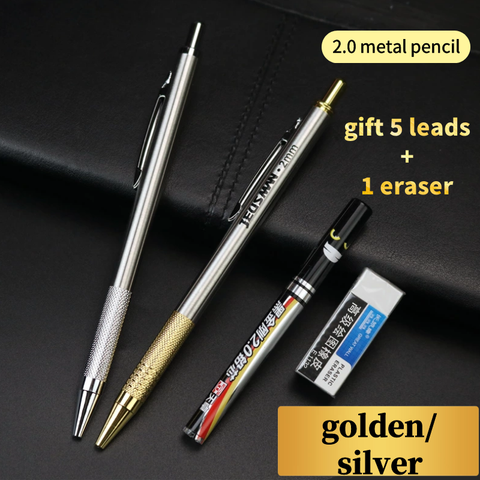 Metal 2.0 Mechanical Pencil Low center of gravity Students draw and write  pens Replaceable pencil lead ► Photo 1/6