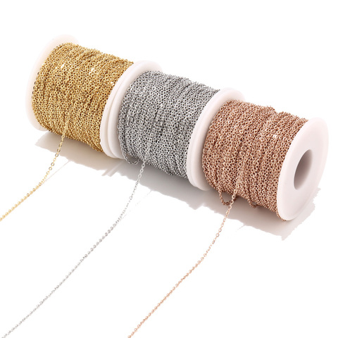 2 Meters Stainless Steel Rose Gold/Gold Link Chain Necklace Bulk Cable 2mm Width  for Jewelry Making Findings DIY Supplies ► Photo 1/6
