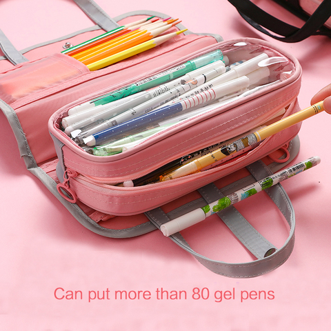 Portable canvas pencil case School stationery Storage bag kawaii