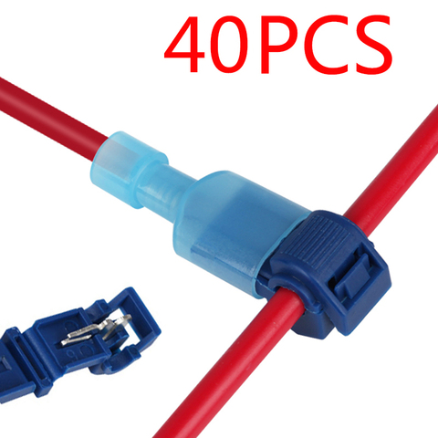 40Pcs T-Tap Wire Connectors Quick Electrical Cable Connectors Snap Splice Lock Wire Terminals Crimp Hand Tool Set ► Photo 1/6