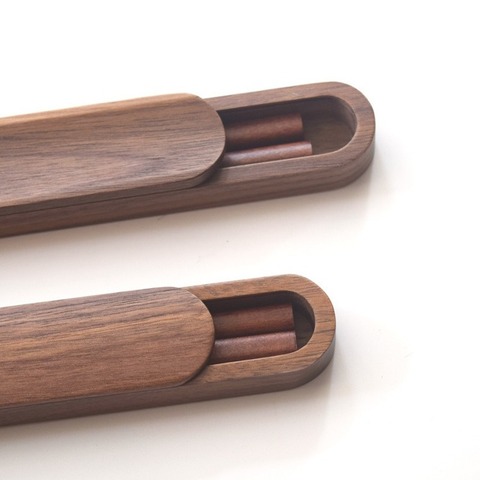High-grade Black Brown Walnut Solid Wood Chopsticks Set with Box Case Portable Outdoor Travel Minimalist Elegant Gift Wooden ► Photo 1/6