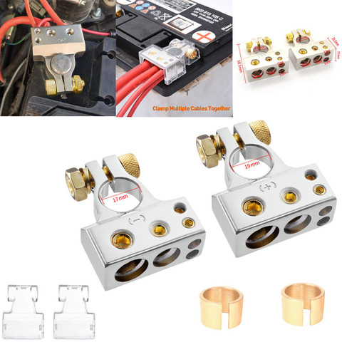 2Pcs Car Battery Terminal Connectors 0/2/4/8/10 Gauge Positive Negative Auto Car Marine Battery Terminal Connectors Shims ► Photo 1/6