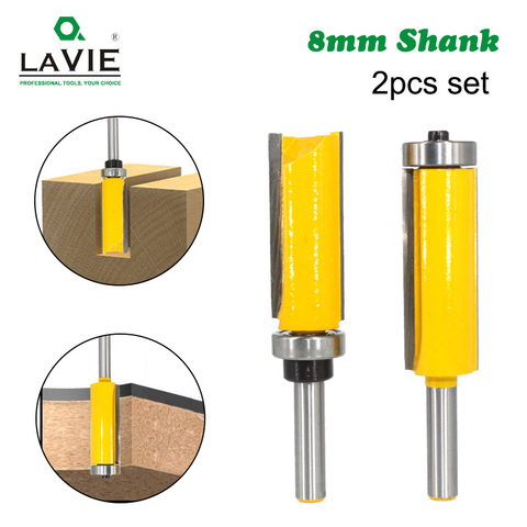 LAVIE 1pc 8mm Flush Trim Pattern Router Bit Top & Bottom Bearing Bits Milling Cutter For Wood Woodworking Cutters MC02214 ► Photo 1/6