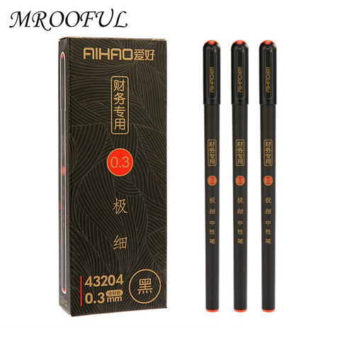 3 pcs/lot 0.3mm Fine Gel Pens Chinese Elegant Black Finance Needle Pens For Writing Office School Supplies Kawaii Stationery Pen ► Photo 1/6