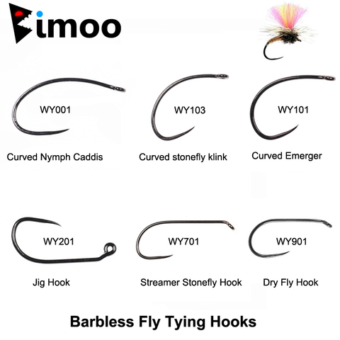 Bimoo 30pcs/Pack Black Nickel Barbless Fly Tying Hooks Nymph Stonefly Emerger Streamer Caddis Dry Fly Hooks Trout Fishing Hooks ► Photo 1/6