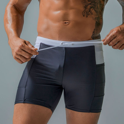 2022 Trunk Swimwear Swim Pants Solid Stretch Outdoors Casual Bathing-Pants Brand Beach Professional swimming trunks Man Swimsuit ► Photo 1/6