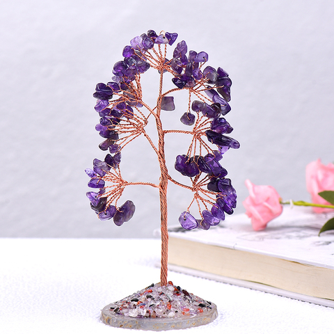 Natural Crystal Tree Amethyst Rose Quartz Olivine Lucky Tree Decor Agate Slices Gravle Stone Mineral Ornaments Home decor Gifts ► Photo 1/6